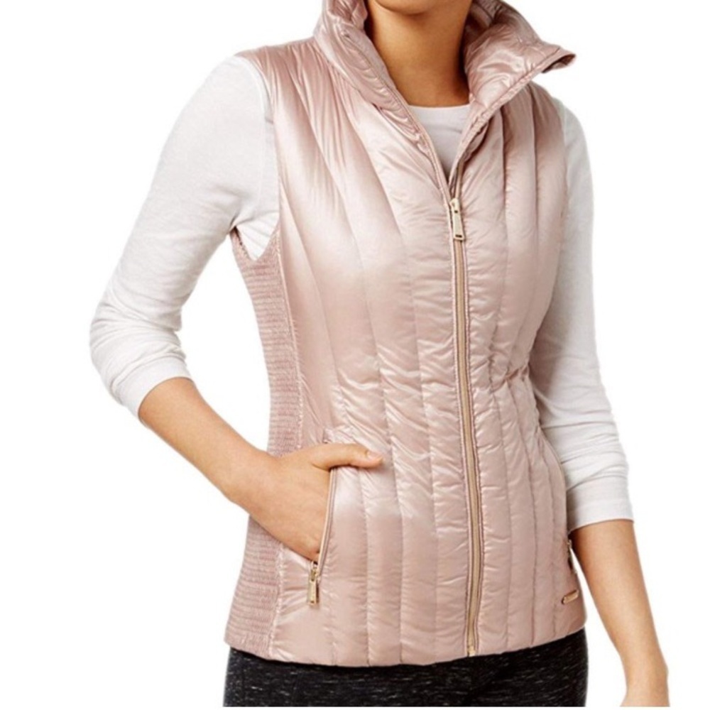 Calvin Klein Performance NWT Blush Champagne Soft Quilted Puff Vest Jack…